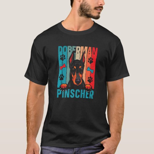 Retro Dobermann Pincher Dobermann Hond T-shirt (Voorkant)