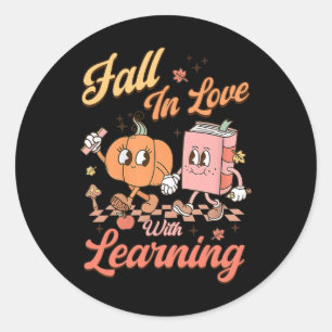 Retro docent Herfst verliefd op het leren van de h Ronde Sticker