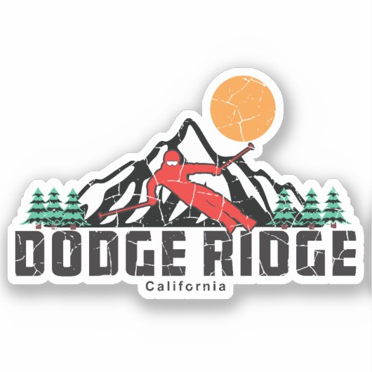 Retro Dodge Ridge Ski Sticker (Voorkant)