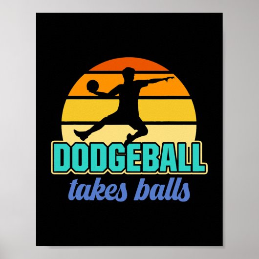 Retro Dodgeball neemt ballen Dodgeball Player Poster (Voorkant)