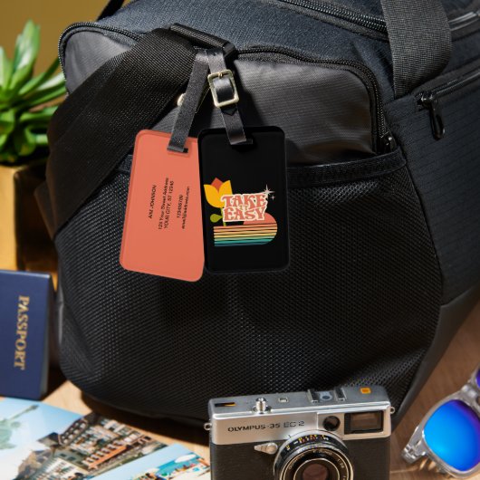 Retro DOE HET RUSTIG AAN Bagagelabel (Voorkant /achterkant)