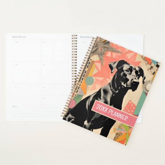 Retro Dog abstract Collage Scrapbooking Planner (Display)
