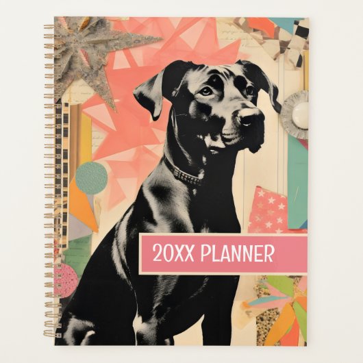 Retro Dog abstract Collage Scrapbooking Planner (Voorkant)