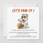 Retro Dog Beach Party Invitation –  Cartoon Save The Date (Voorkant)