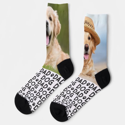 Retro DOG DAD Personalized Pattern Pet Photo Crex Sokken (Links)