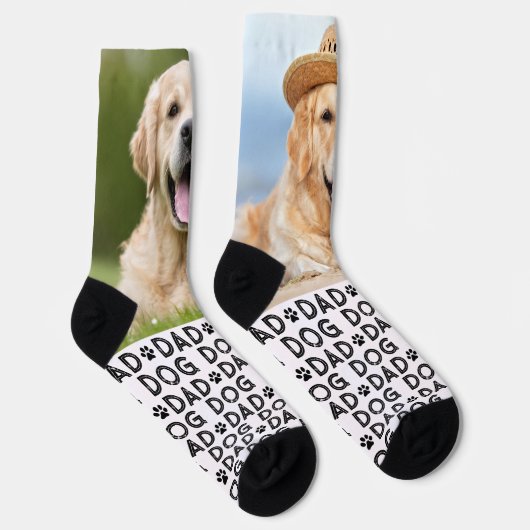 Retro DOG DAD Personalized Pattern Pet Photo Crex Sokken (Rechts)