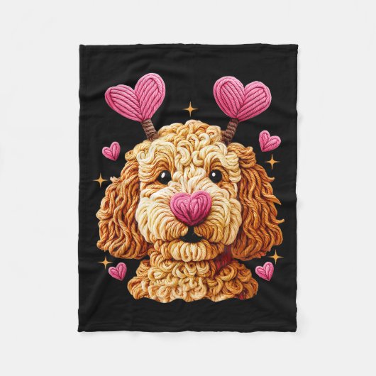 Retro Dog Goldendoodle Valentines Funny Gift Women Fleece Deken (Voorkant)