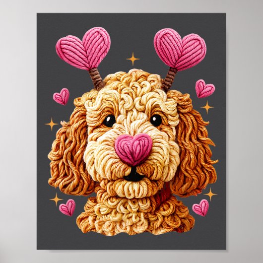 Retro Dog Goldendoodle Valentines Funny Gift Women Poster (Voorkant)
