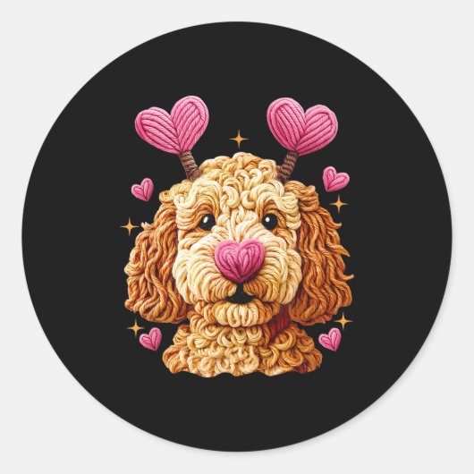 Retro Dog Goldendoodle Valentines Funny Gift Women Ronde Sticker (Voorkant)