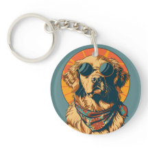 Retro Dog Keep on Barkin Key Chain