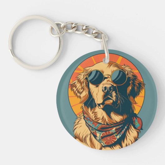 Retro Dog Keep on Barkin Key Chain Sleutelhanger (Voorkant)