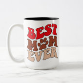 Retro Dog Mom Mok, aangepaste foto Moederdag cadea Tweekleurige Koffiemok (Links)