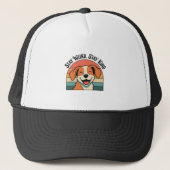 Retro Dog Positive Vibes Trucker Hat Pet (Voorkant)