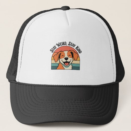 Retro Dog Positive Vibes Trucker Hat Trucker Pet (Voorkant)