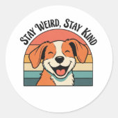 Retro Dog Stay Kind Vinyl Sticker (Voorkant)
