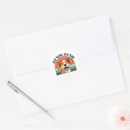 Retro Dog Stay Kind Vinyl Sticker (Envelop)