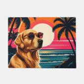 Retro Dog Sunglasses Vintage Sunset Beach  Deurmat (Voorkant)
