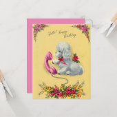  Retro Dog telefonisch Happy Birthday Kaart (Voorkant / Achterkant in situ)