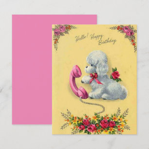  Retro Dog telefonisch Happy Birthday Kaart