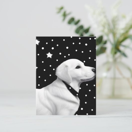 Retro Dog zwart-wit Briefkaart (Staand voorkant)