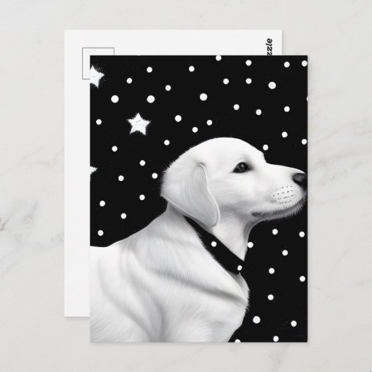 Retro Dog zwart-wit Briefkaart (Voorkant / Achterkant)