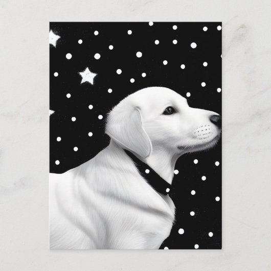 Retro Dog zwart-wit Briefkaart (Voorkant)