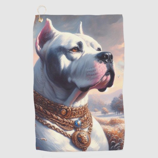 Retro Dogo Argentino schilderij Golfhanddoek (Voorkant)