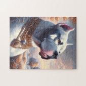 Retro Dogo Argentino schilderij Legpuzzel (Horizontaal)