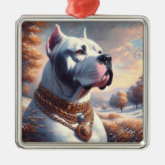 Retro Dogo Argentino schilderij Metalen Ornament (Voorkant)