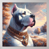 Retro Dogo Argentino schilderij Poster (Voorkant)