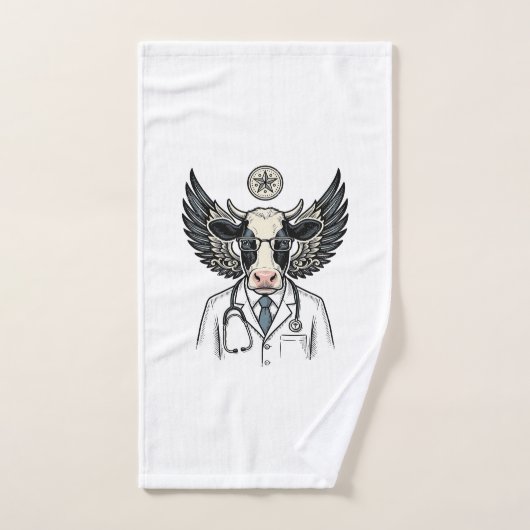 Retro Dokter Koe Vector T-shirt Ontwerp_1 Handdoek (Handdoek)