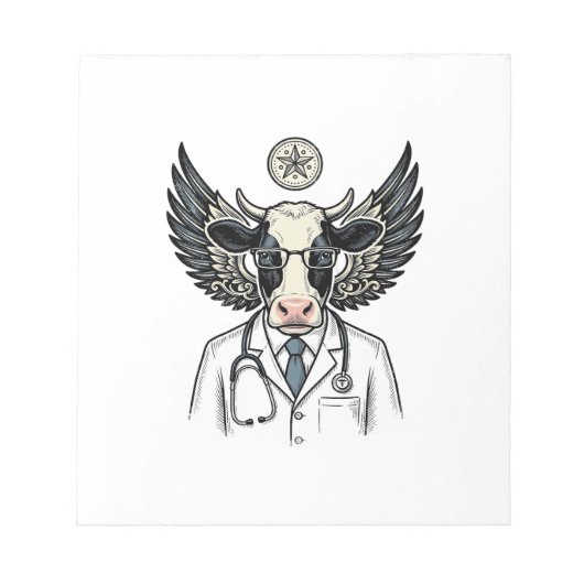 Retro Dokter Koe Vector T-shirt Ontwerp_1 Notitieblok (Voorkant)