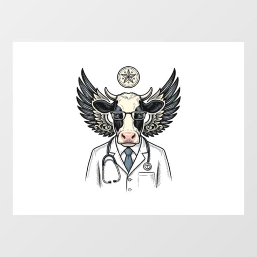 Retro Dokter Koe Vector T-shirt Ontwerp_1 Raamsticker (Vel)