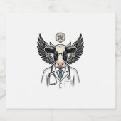Retro Dokter Koe Vector T-shirt Ontwerp_1 Sparkling Wijnetiket (Enkel label)