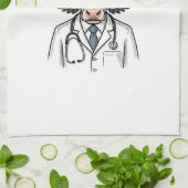 Retro Dokter Koe Vector T-shirt Ontwerp_1 Theedoek (Gevouwen)