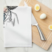 Retro Dokter Koe Vector T-shirt Ontwerp_1 Theedoek (Quarter Fold)