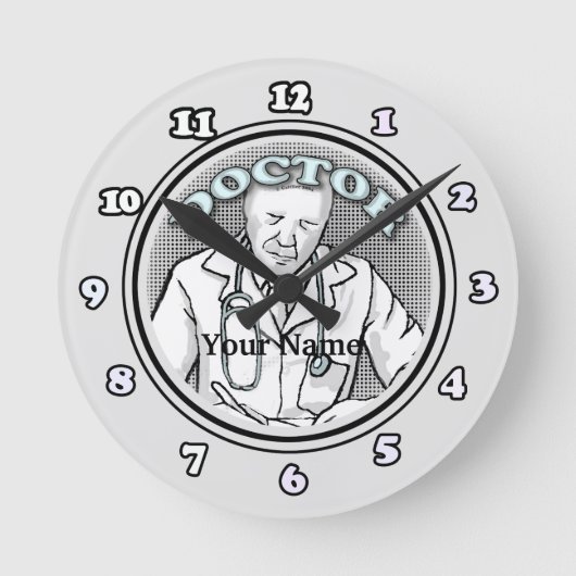 Retro dokter ronde klok (Voorkant)
