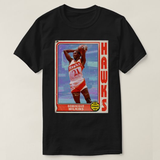Retro Dominique Wilkins Trading d T-shirt (Design voorkant)
