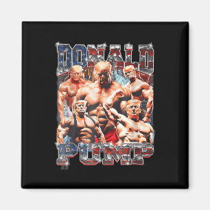 Retro Donald Pump Gym Collage Foto Meme Grappig Magneet