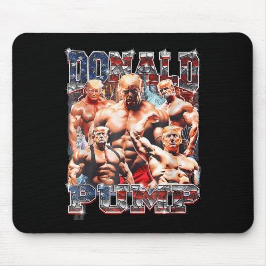 Retro Donald Pump Gym Collage Foto Meme Grappig Muismat (Voorkant)