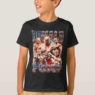 Retro Donald Pump Gym Collage Foto Meme Grappig T-shirt