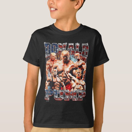 Retro Donald Pump Gym Collage Foto Meme Grappig T-shirt (Voorkant)