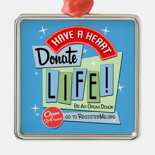 Retro Donate Life in stijl van 50 Metalen Ornament (Voorkant)
