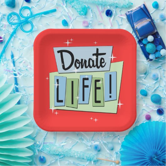 Retro Donate Life -  Sign - Starburst Pape Papieren Bordje (Feest)