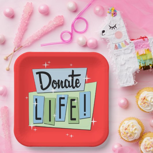Retro Donate Life -  Sign - Starburst Pape Papieren Bordje (Feest)