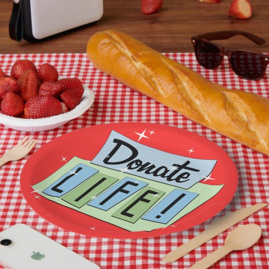Retro Donate Life - Sign - Starburst Papieren Bordje (Picknick)