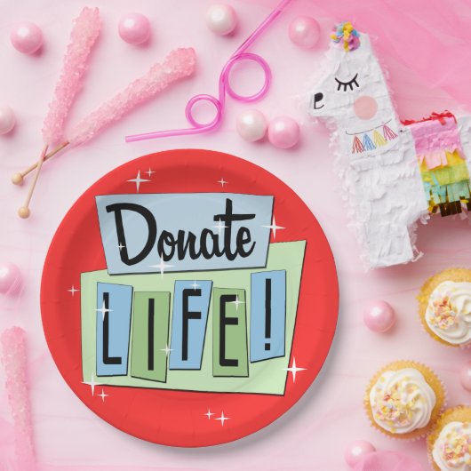 Retro Donate Life -  Sign - Starburst Papieren Bordje (Feest)