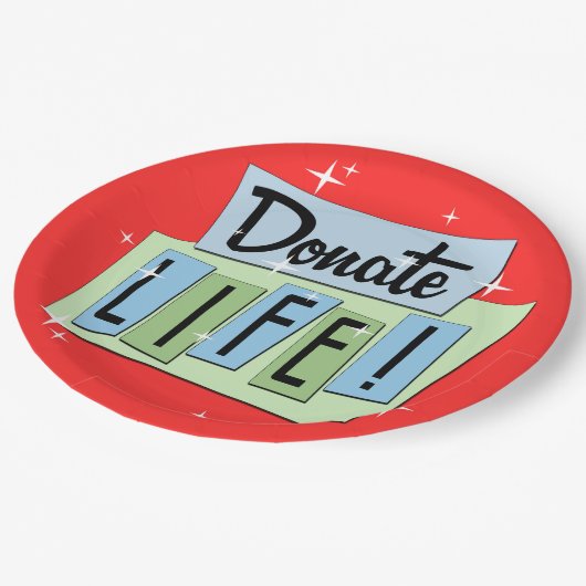 Retro Donate Life -  Sign - Starburst Papieren Bordje (Gekanteld)