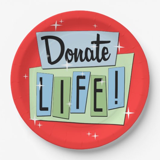 Retro Donate Life -  Sign - Starburst Papieren Bordje (Voorkant)