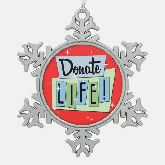 Retro Donate Life Tin Sneeuwvlok Ornament (Voorkant)